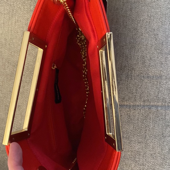 Red Clutch with Gold Strap and Gold Details - Picture 3 of 4